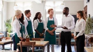 a restaurant team having a meeting