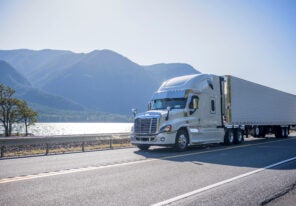 a transport truck in transit