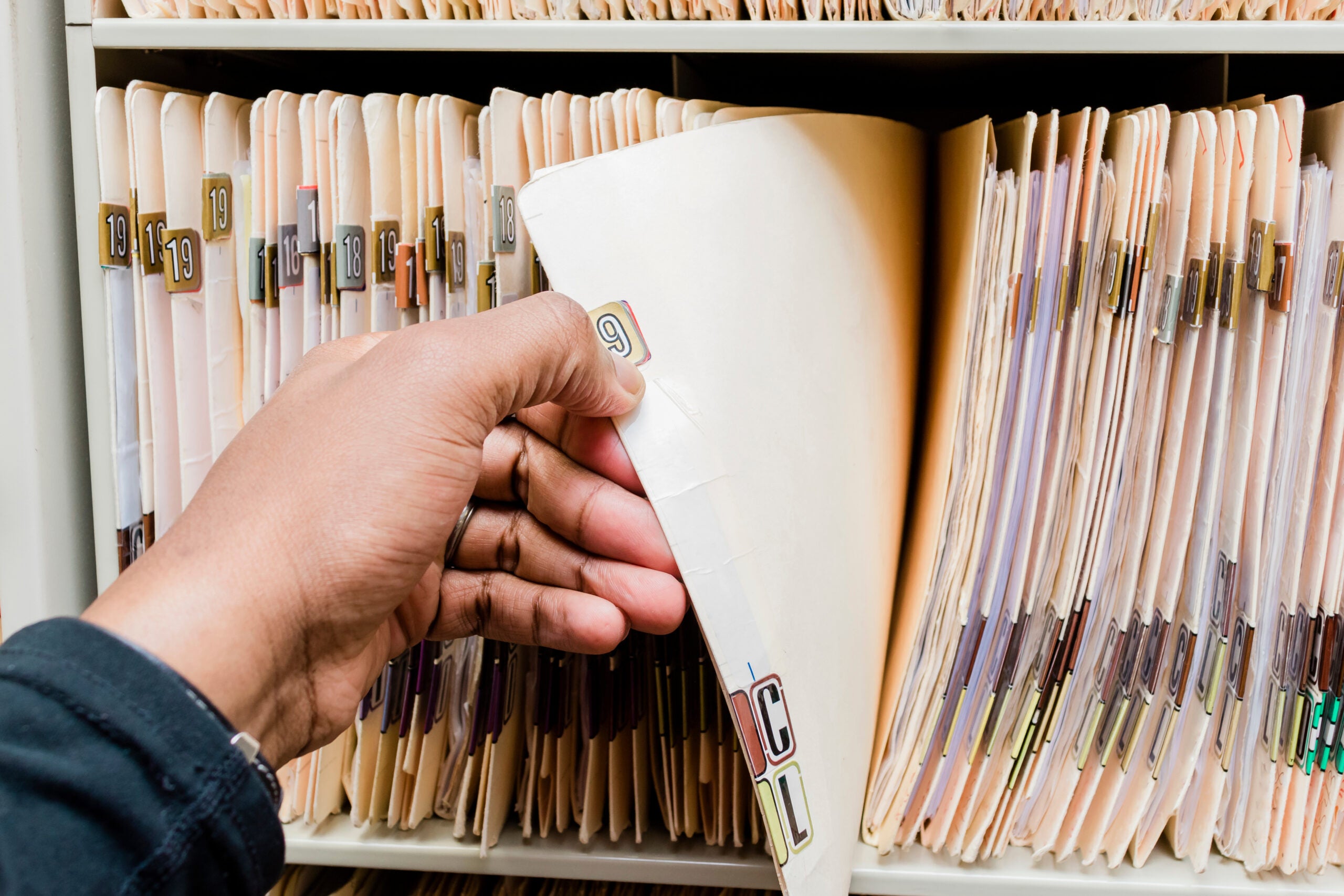 sorting through medical charts