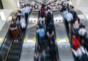 people commuting to work