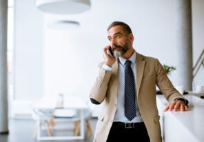 a business man on a phone call