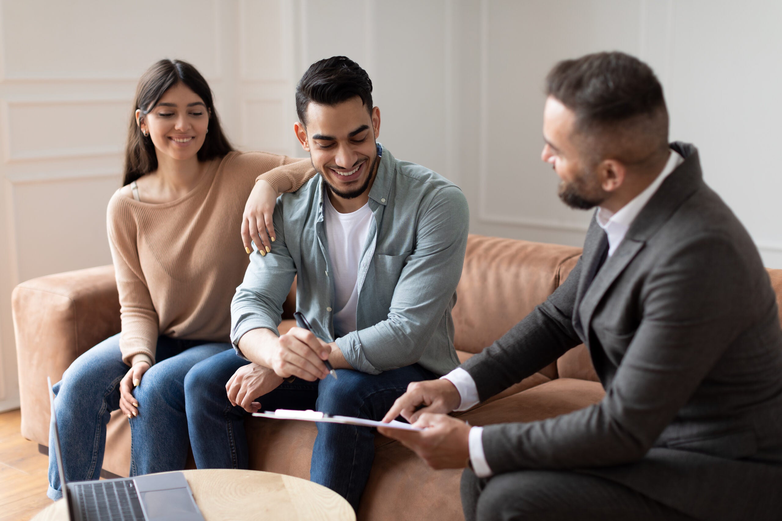 a couple discussing joint life insurance