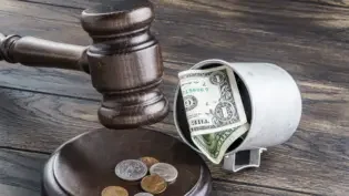 a law gavel and a dollar bill emphasizing the financial burdens of lawsuits