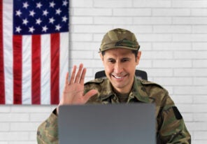 a veteran on a virtual business call