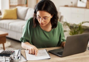 a business owner reviewing expenses