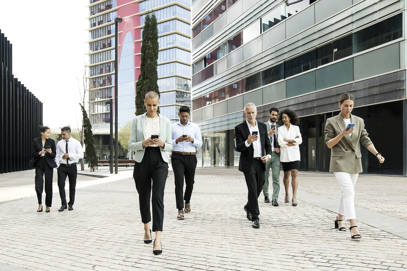 business people staying active while working remotely