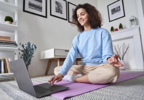 a remote employee attending a wellness seminar