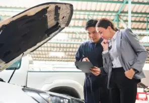 business owner talking to a customer