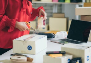 a business owner working from the home office