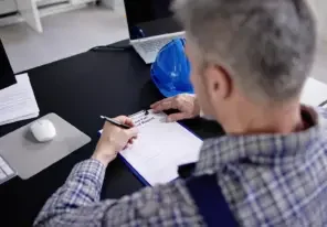 a worker filing an accident report