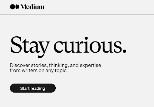 Homepage of Medium